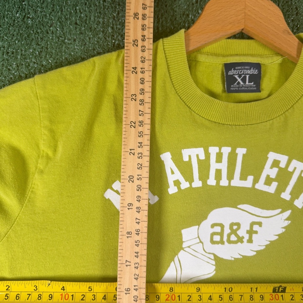 Abercrombie Graphic Tee Mens XL Lime Green Good NY Athletics Winged Foot Cotton - Picture 6 of 6